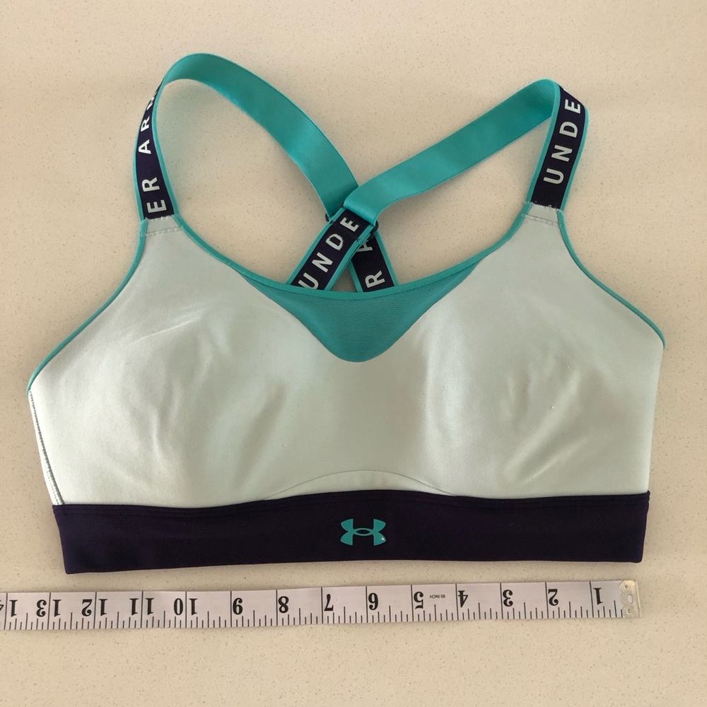 Under Armour Women's Teal and Mint Supportive Sports Bra Athletic Medium